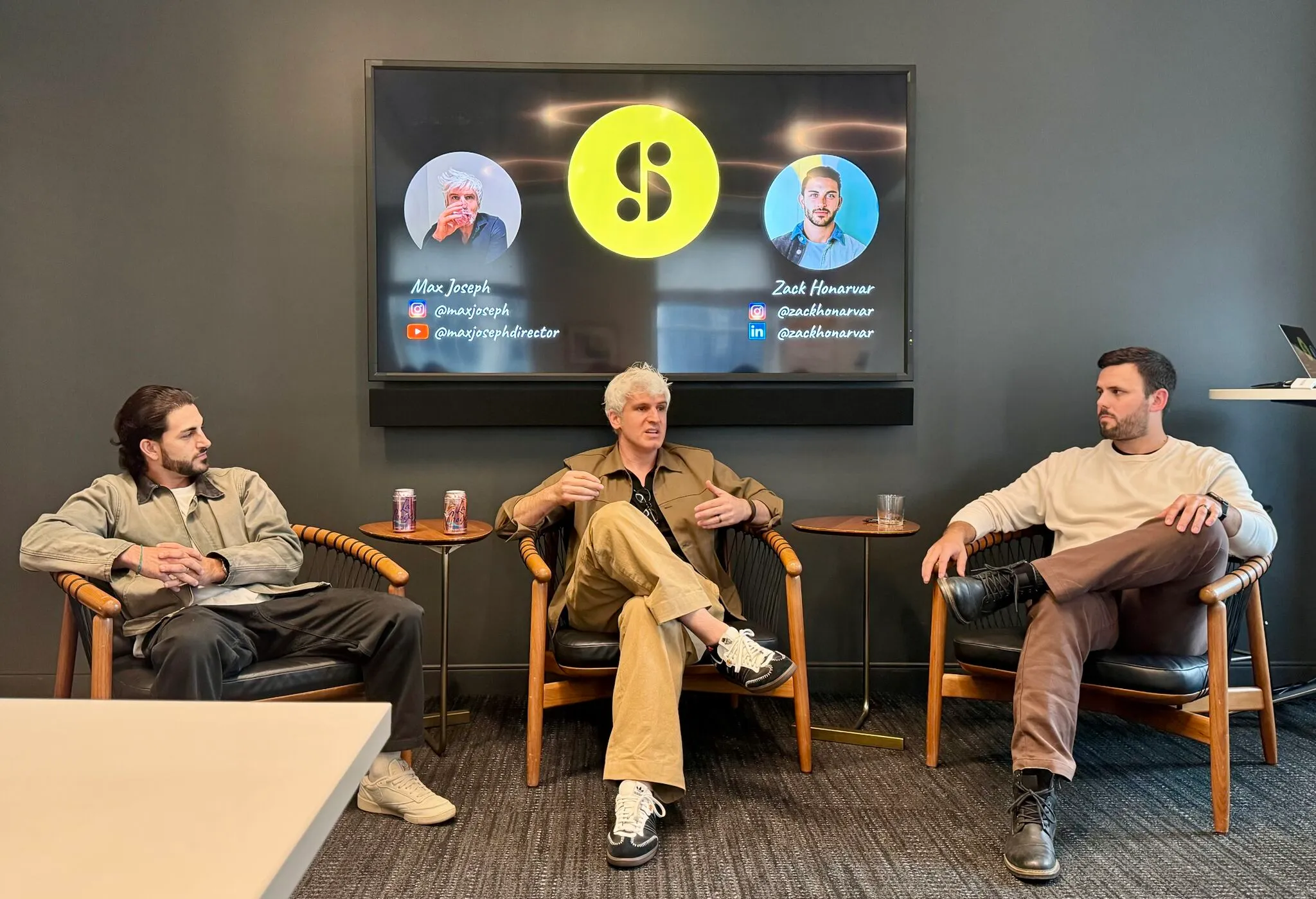 Zack Honarvar, Max Joseph, and Matt Reichard seated left to right during a panel conversation hosted by Matt.